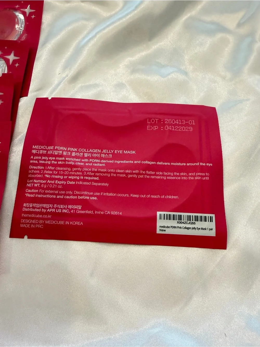 Medicube Jelly Eye Mask PDRN Pink Collagen Hydrogel Eye Patches - 5 Packs